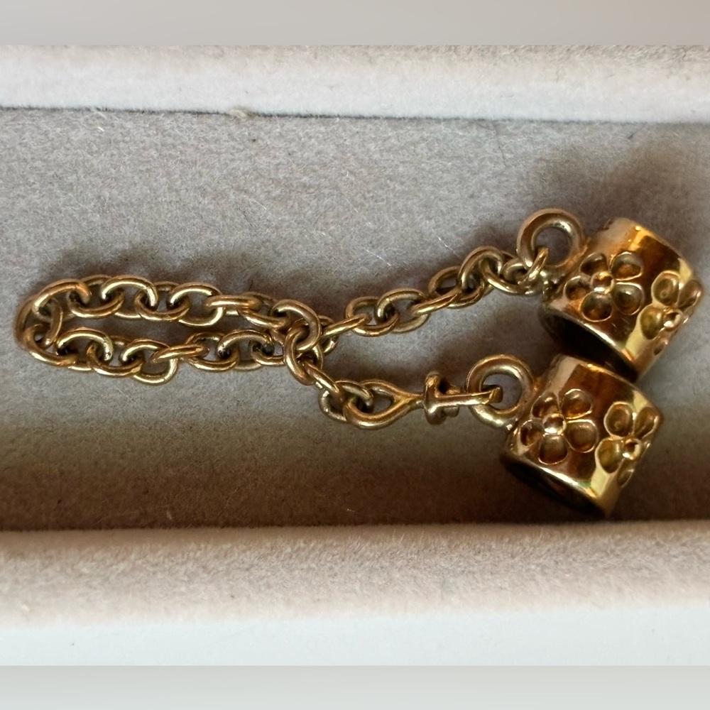 Retired Pandora 14K Gold Flower Safety Chain 750312-05
